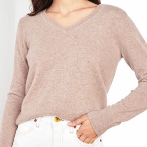 Quince Mongolian Cashmere V-Neck Sweater - Oatmeal - XL